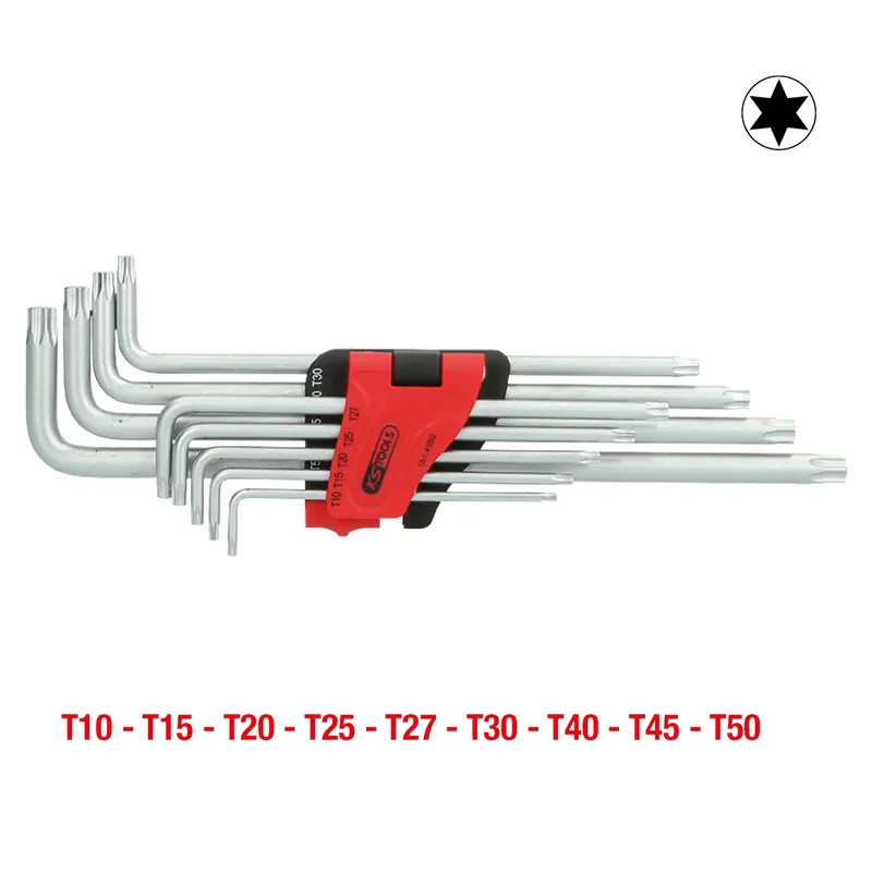 Torx-Winkelstiftschlüssel-Satz, extra lang, 9-tlg Markenprodukt