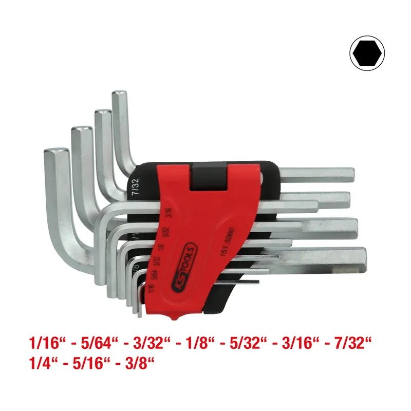 Innensechskant-Winkelstiftschlüssel-Satz, im Klapphalter,10-tlg1/16"-3/8" Knallerangebot