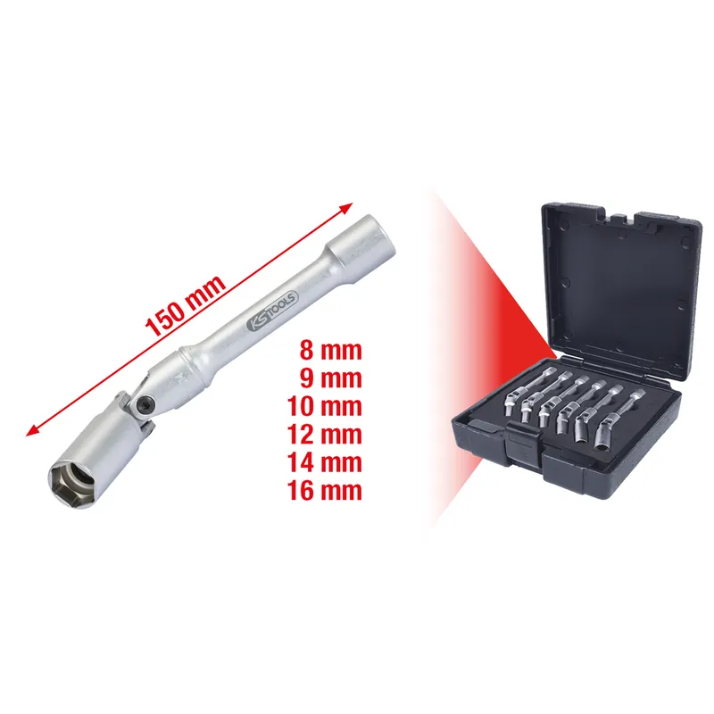 3/8" Glühkerzen-Gelenkschlüssel-Satz, lang, 6-tlg Expressversand