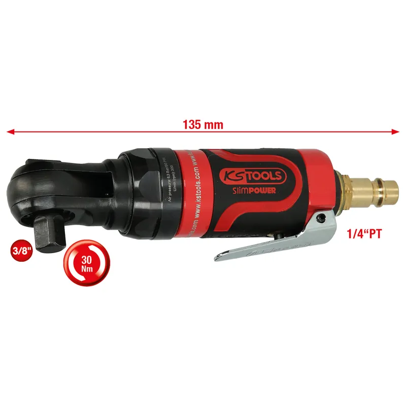 Preis Gesenkt 3/8" SlimPOWER Mini-Druckluft-Umschaltratsche 30Nm
