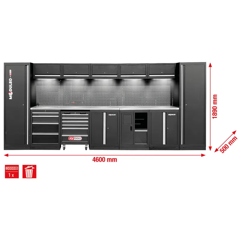 Bestpreis Werkstatt-Schranksystem, gerade, 4600 x 500 mm, Variante 2