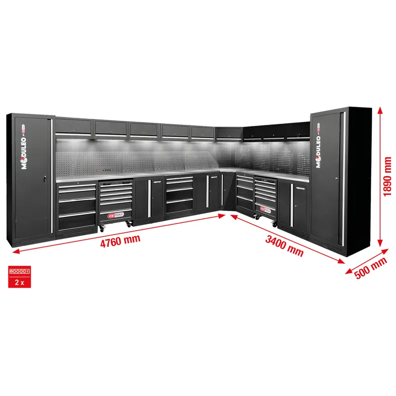 Werkstatt-Schranksystem, L-Form, 4760 x 3400 mm Neue Kollektion