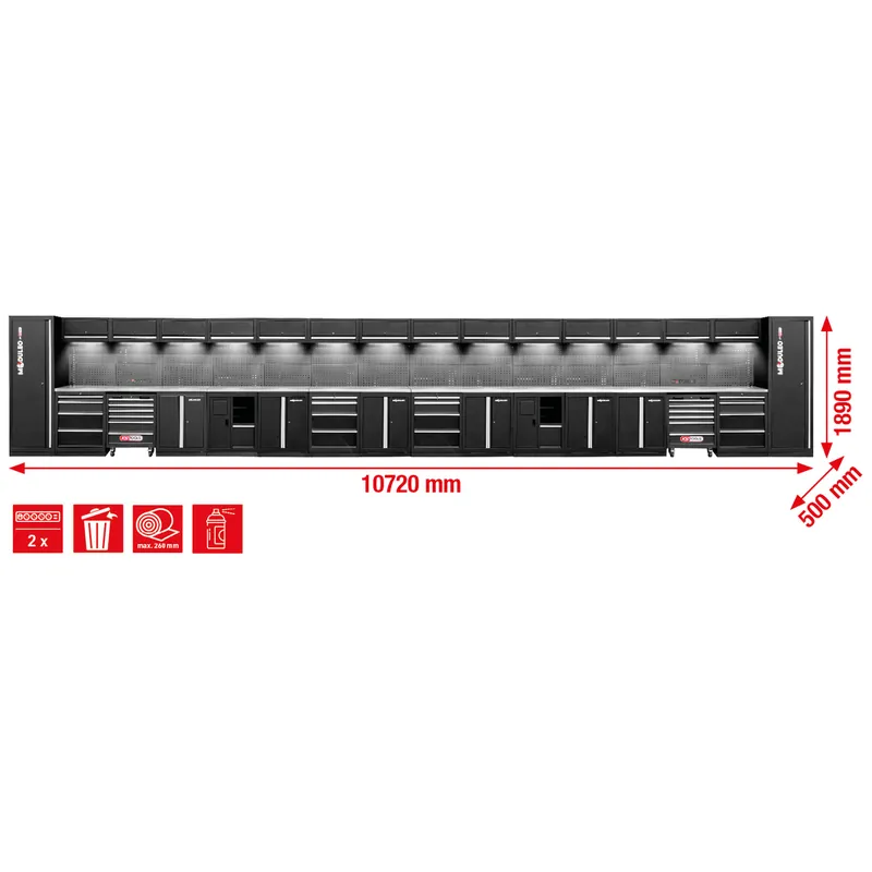 Saisonangebot Werkstatt-Schranksystem, gerade, 10720 x 500 mm
