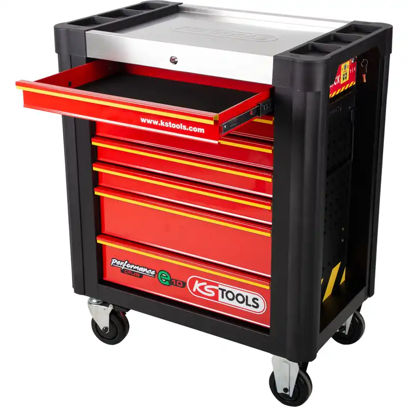 Garantierte Lieferung PERFORMANCEplus e10 SCHWARZ/ROT Werkstattwagen mit 7 Schubladen