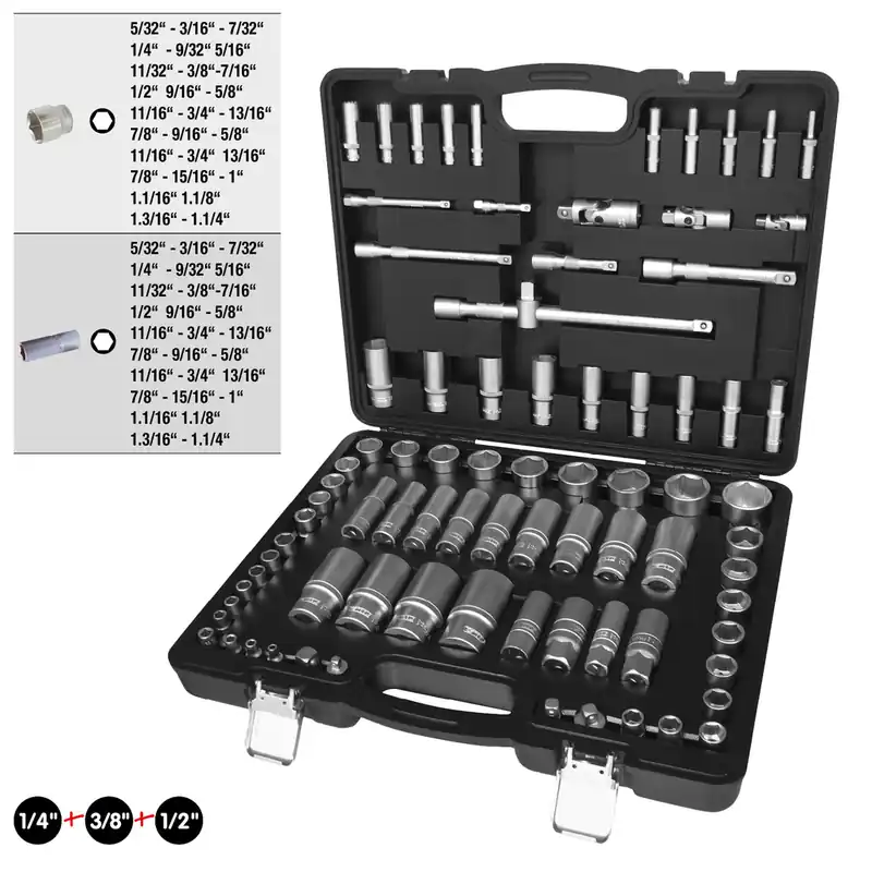Wochenendangebot 1/4"+3/8"+1/2" Steckschlüssel-Satz, 82-tlg, Zollmaße