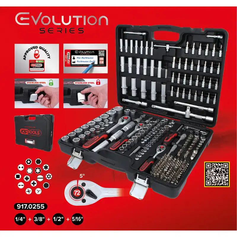 1/4"+3/8"+1/2" Steckschlüssel-Satz, 255-tlg Saisonangebot