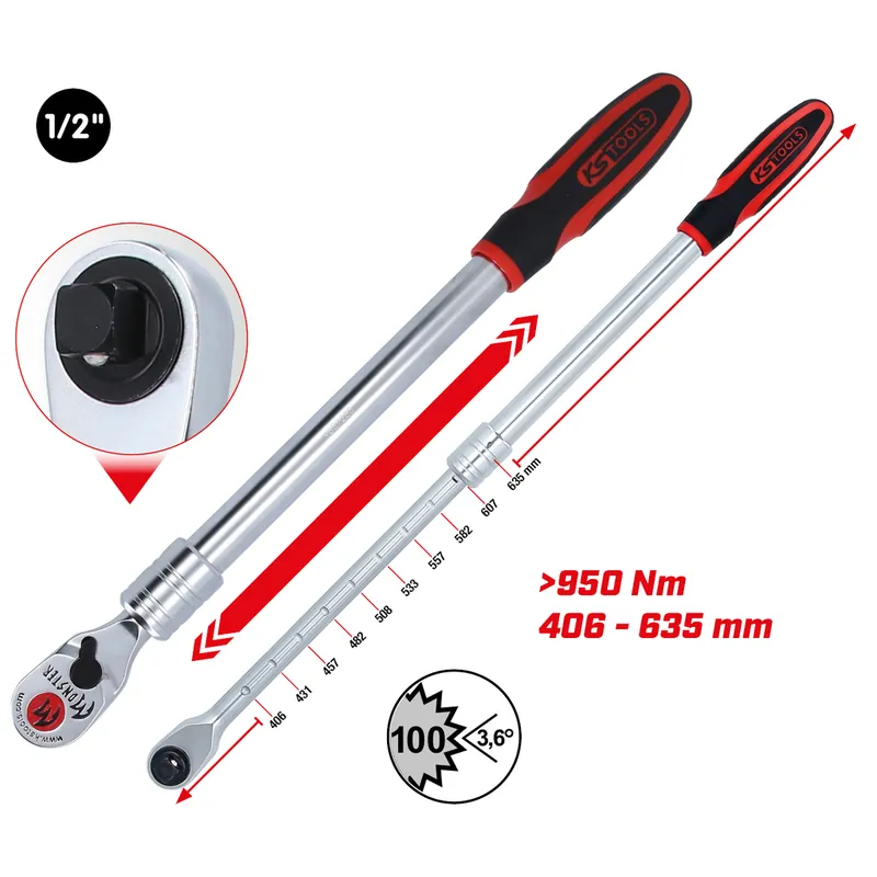 Sonderangebot 1/2" Monster Teleskop-Umschaltknarre, 100 Zahn